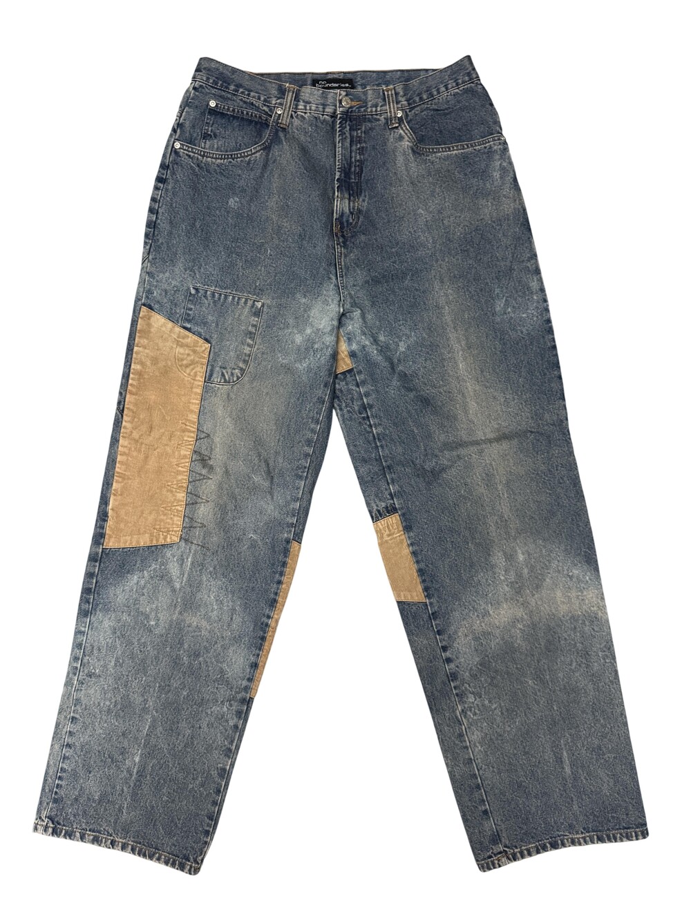 No Boundaries Jeans Mens 34x33 Blue Baggy Corduroy Patchwork Denim Vintage y2k